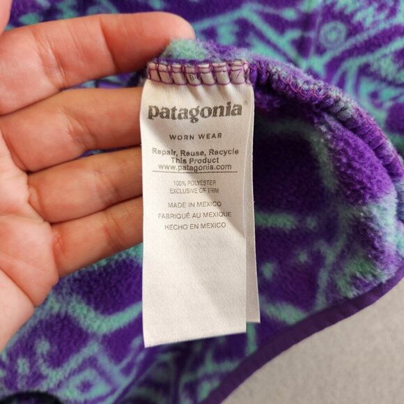 Patagonia Synchilla Sweater Womens XS Ikat Big Fish T-Snap Fleece Aztec Tribal - Picture 8 of 14